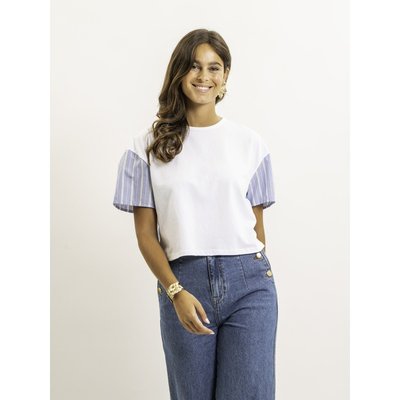 Tee-shirt Court Bi-matière Fabo DONA LISA