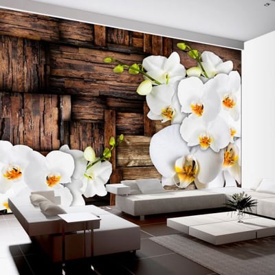 Papier peint intissé panoramique Fleurs Blooming orchids EDEN