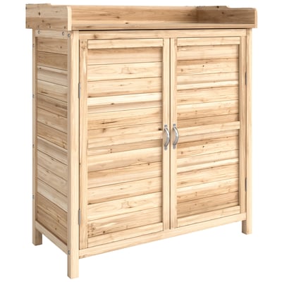 Coffre de rangement d'extérieur Bois de sapin OUTSUNNY
