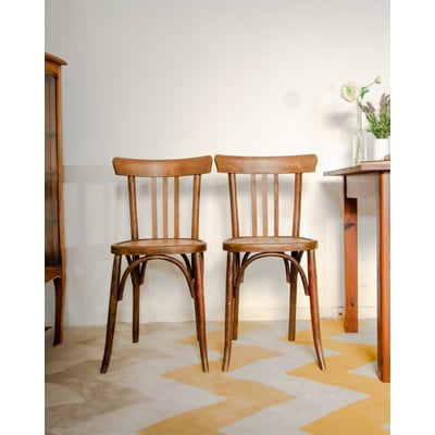 Paire de chaises bistrot en chêne Claude N°1567 - Bon état DEBONGOUT