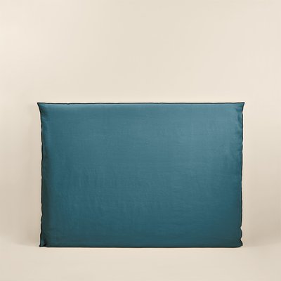 Housse de tête de lit Carlina  en Lin lavé légèrement froissé Bleu 190x134 cm MADURA