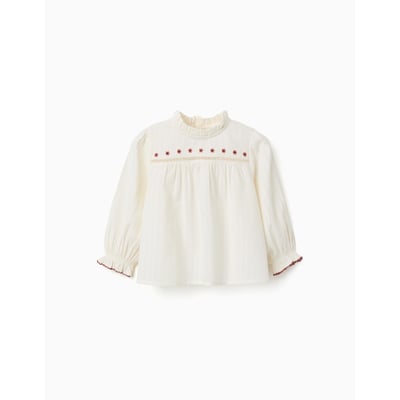 Chemise en coton à manches longues avec fleurs et volants ZIPPY