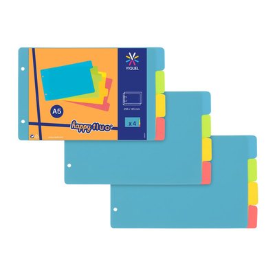 Lot de 3 jeux d'intercalaires spécial classeur à fiches Bristol HAPPY FLUO VIQUEL