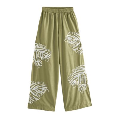 Pantalon à imprimé palmier brodé NEXT