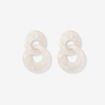 boucles d'oreilles blanches nacrées double cercle BALABOOSTE