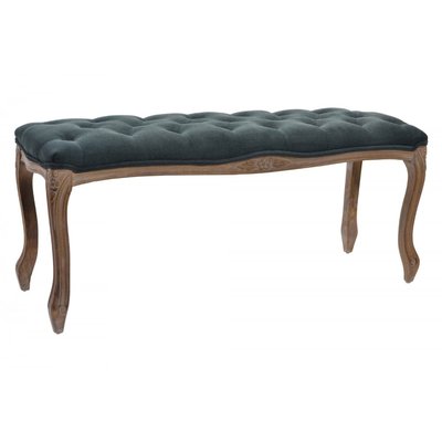 Banquette Capitonnée Classique Bois Naturel et Polyester Gris WADIGA