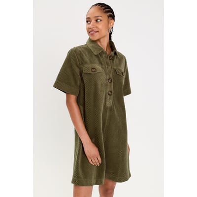 Robe courte droite en velours coton CACHE CACHE