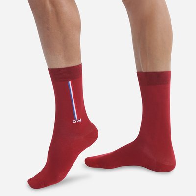 Socken aus gekämmter Baumwolle, dreifarbiger Seitenstreifen DIM