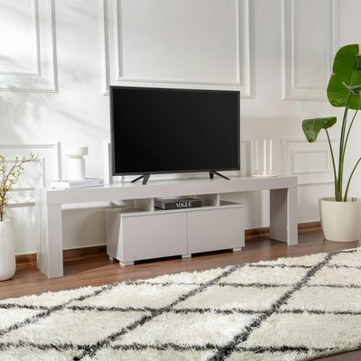 Banc TV moderne avec rangement - gris effet laque MARFA PIER IMPORT