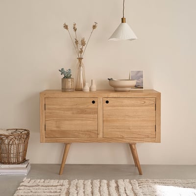 Commode en bois massif 120 cm 2 portes  SACHA BERAH GETAH