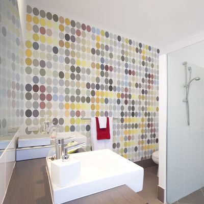 Papier peint intissé panoramique Colored polka dots EDEN