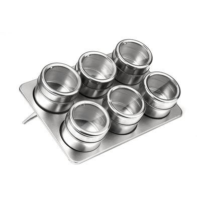 Set of 6 Spice Jars with Rack in Stainless Steel SO'HOME