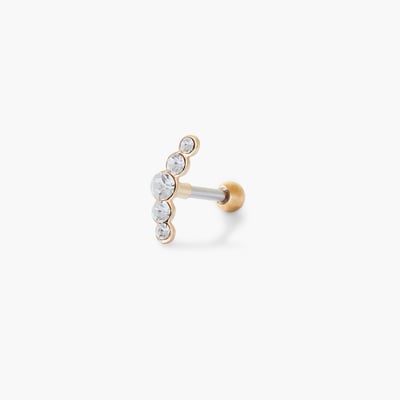 Piercing stud helix/tragus 5 strass acier chirurgical 316L doré BALABOOSTE