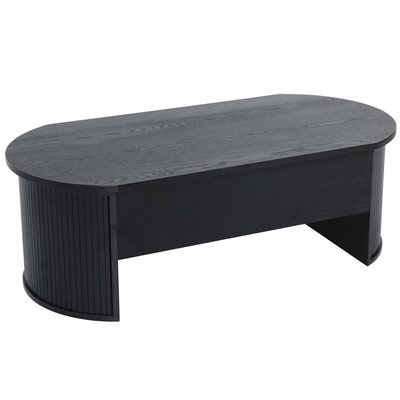 Table basse ovale relevable en mélaminé effet bois, GABY OVIALA