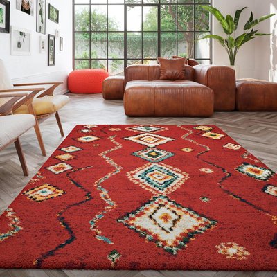 Tapis shaggy tissé motif berbère AMORE 4 UN AMOUR DE TAPIS