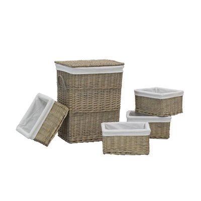 Panier à linge + 4 corbeilles en osier gris (Lot de 5) AUBRY GASPARD