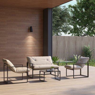 Salon de jardin 4 places 4 pièces style yachting OUTSUNNY