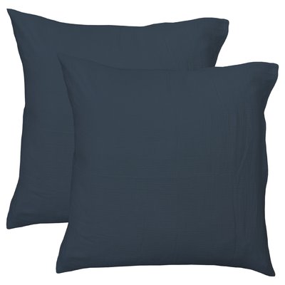 Set de 2 taies d’oreiller unies en coton, GAZE DE COTON MATT ET ROSE