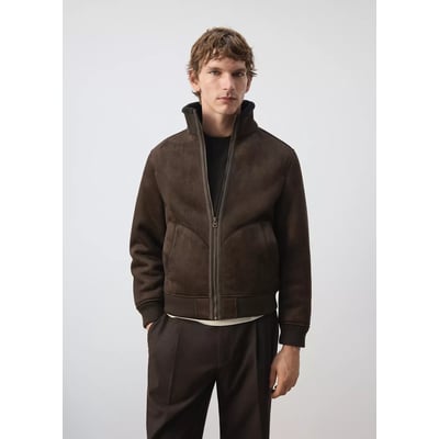 Veste imitation daim fermeture Éclair MANGO MAN