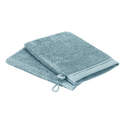 Lot de 2 gants de toilette en coton bio, DOUCEUR NATURE BLANC CERISE