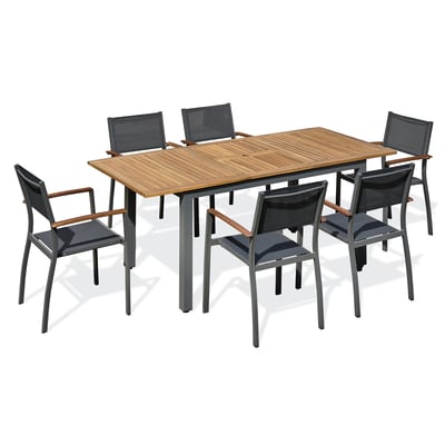 Ensemble repas de jardin 6 places alu et acacia ORSINO REMARQUABLE