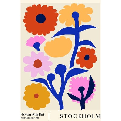 Tableau fleurs marché aux fleurs stockholm HEXOA