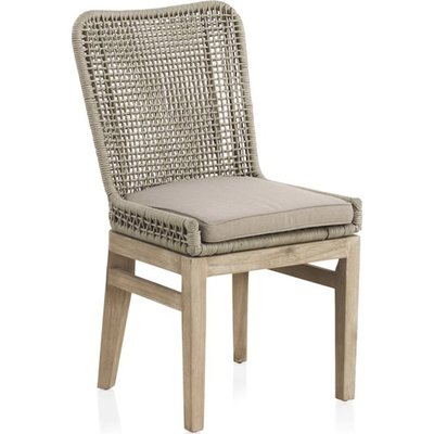 x4 chaises bois d'acacia et corde naturelle avec coussin déhoussable RECOLLECTION
