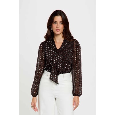 Blouse voile col lavallière MORGAN