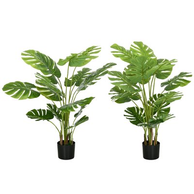 Lot de 2 plantes artificielles Monstera H. 120 cm feuilles de tortue réalistes HOMCOM