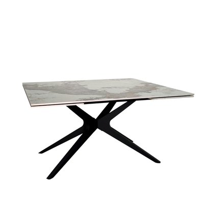 Table carrée céramique effet marbre blanc 140-220 cm LOMBARDIE PIER IMPORT