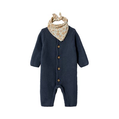Coffret naissance mixte combinaison manches longues tricot + foulard VERTBAUDET