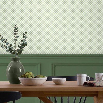 Papier peint quadrillage fleuri frais Wickerwork LAURA ASHLEY