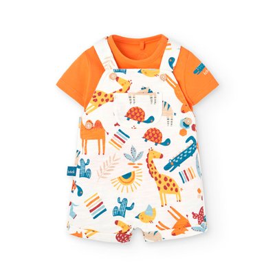 Ensemble t-shirt et salopette courte imprimée BOBOLI