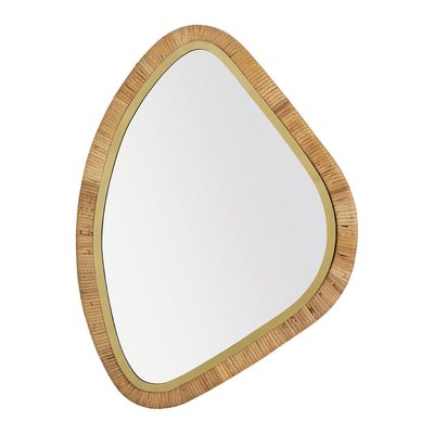 Miroir rotin et métal finition laiton 52x3x70 BLANC D’IVOIRE