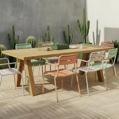 Table indoor/outdoor rectangulaire en teck L240 10 places - ARONE HELLIN, DEPUIS 1862