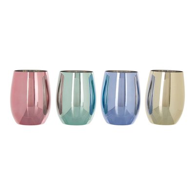 Set of 4 Assorted Colour Plastic Champagne Flute Glasses SO'HOME