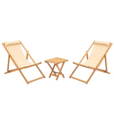 Salon jardin détente 2 places - bois et toile SORA PIER IMPORT
