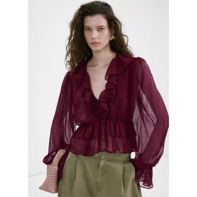 Blouse volants fluide MANGO
