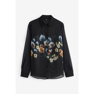 Chemisier noir transparent manches longues best sale