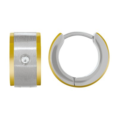 TILOS - Two-tone steel earrings, zircon JOURDAN BIJOUX