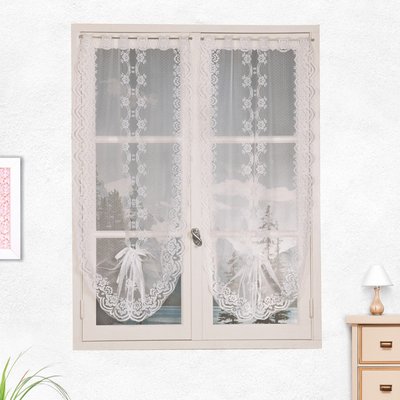 Paire de petits voilages festonnés et relevables HOME MAISON