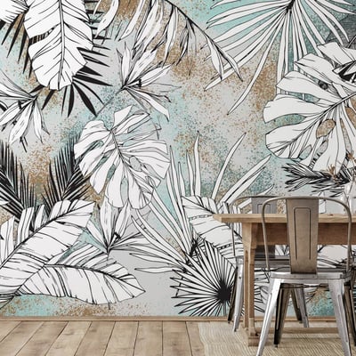 Papier peint feuilles tropicales terre et ciel HEXOA