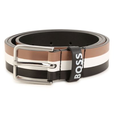 Ceinture rayée en cuir BOSS KIDSWEAR