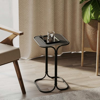 Petite table d'appoint noire carrée - finition mate JENA PIER IMPORT