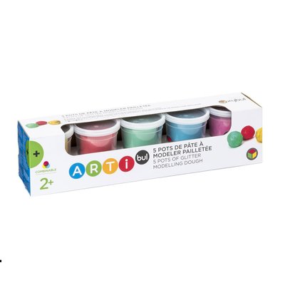 5 pots de pâte à modeler pailletée OXYBUL 