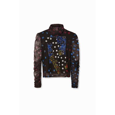 Desigual - T-shirt tulle patchwork pois et fleurs DESIGUAL