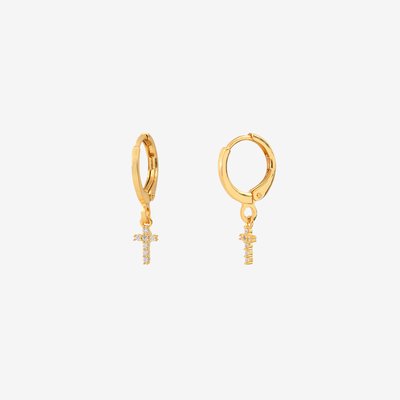 Paire de boucles d'oreilles créoles doré à l'or fin CROSS CAROLINE NAJMAN