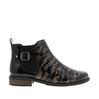 Boots en cuir bronze à talon décroché bas avec un zip et un soufflet élastiqué RIEKER