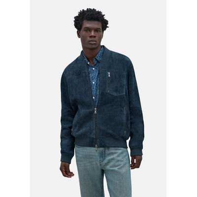 Blouson bomber en cuir velours IKKS