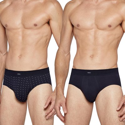 Pack 2 slips uni et imprimé en coton ceinture tubulaire AZURITE IMPETUS